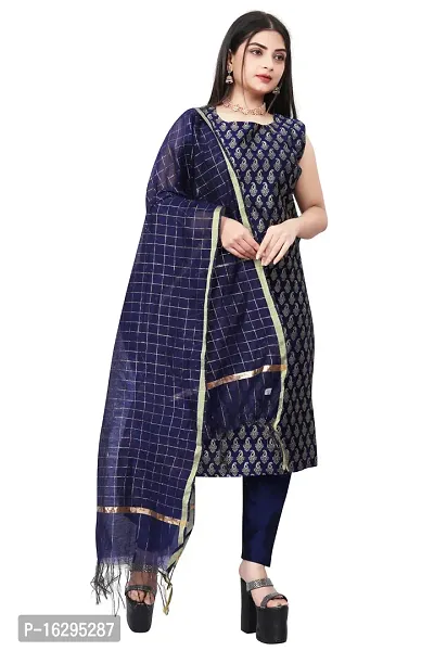 Stylish Fancy Jacquard Unstitched Dress Material Top With Bottom And Dupatta Set For Women