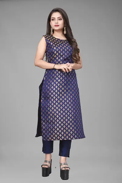 A-Line Woven Design Jacquard kurta Set