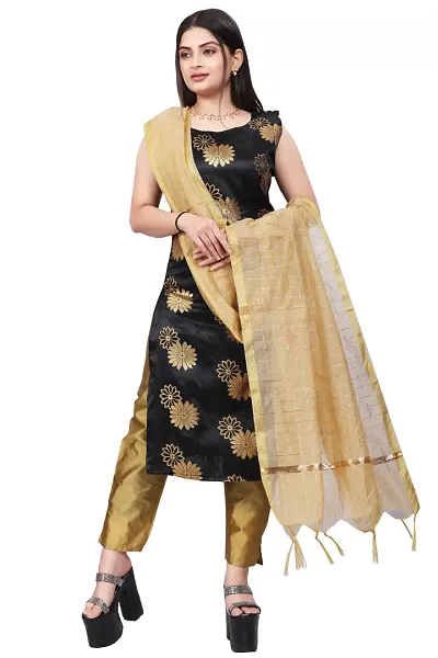 A-Line Woven Design Jacquard kurta Set