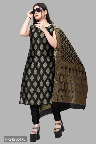 Stylish A-Line Black Jacquard Jacquard kurta Set