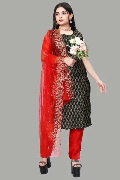 Stylish Fancy Banarasi Silk Kurta With Bottom Wear And Dupatta Set