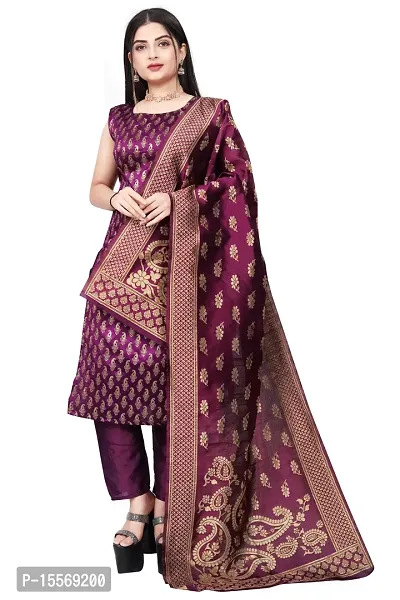 Stylish Fancy Banarasi Silk Kurta With Bottom Wear And Dupatta Set For Women