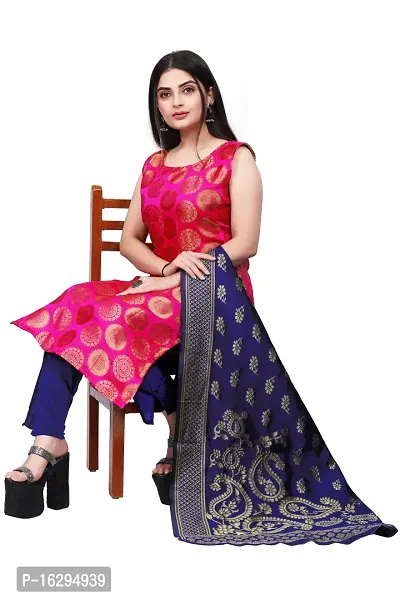 Stylish Fancy Jacquard Unstitched Dress Material Top With Bottom And Dupatta Set For Women-thumb0