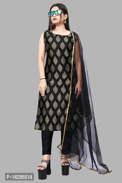 Stylish Fancy Jacquard Unstitched Dress Material Top With Bottom And Dupatta Set For Women