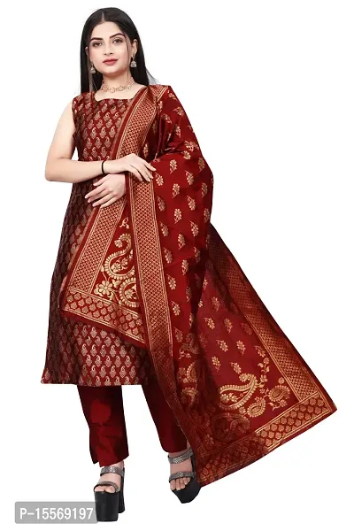 Stylish Fancy Banarasi Silk Kurta With Bottom Wear And Dupatta Set For Women