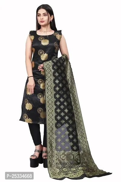 A-Line Black Woven Design Jacquard kurta Set