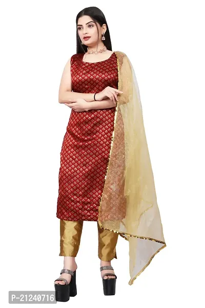 Stylish A-Line Maroon Jacquard Jacquard kurta Set