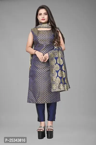 Beautiful Jacquard Woven Design Kurta Bottom and Dupatta Set-thumb0