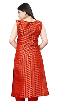 Stylish A-Line Red Woven Design Jacquard kurta Set-thumb1