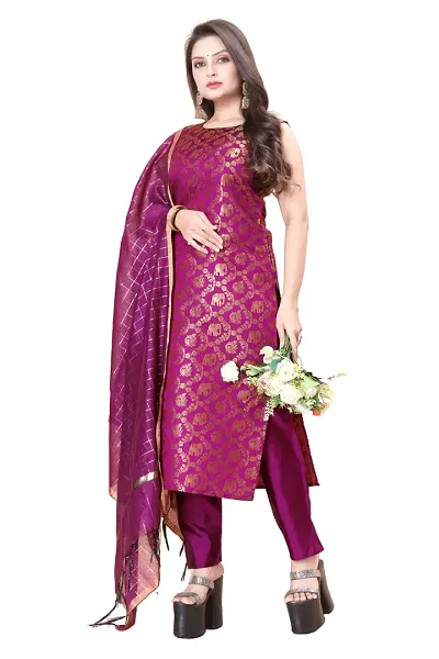 Elegant Banarasi Silk Jacquard Weave Dress Material with Dupatta For Women