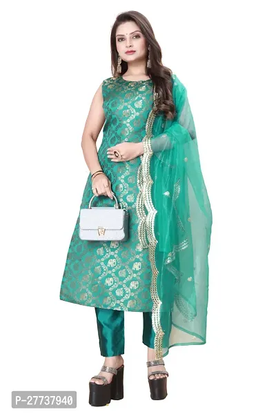 Elegant Banarasi Silk Jacquard Weave Dress Material with Dupatta For Women