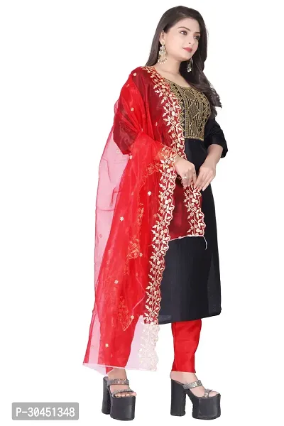 Stylish Black Silk Kurta, Bottom And Dupatta Set For Women-thumb2