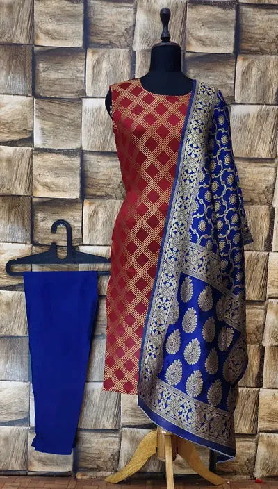 Stylish Jacquard Kurta, Bottom And Dupatta Set For Women