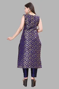 Stylish Navy Blue Jacquard Kurta, Bottom And Dupatta Set For Women-thumb2