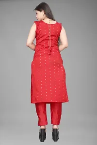 A-Line Red Woven Design Jacquard kurta Set-thumb3