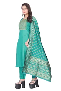 Stylish Green Silk Kurta, Bottom And Dupatta Set For Women-thumb1