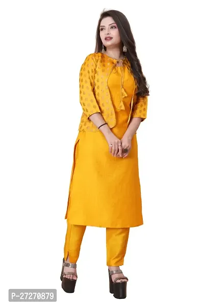 Stylish Soft Silk Kurta With Pant And Koti Set For Women-thumb0