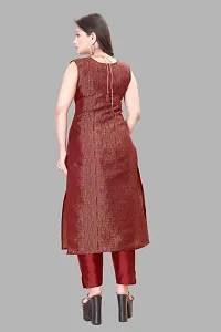 Elegant Maroon Woven Design Jacquard Kurta Pant With Dupatta For Women-thumb2