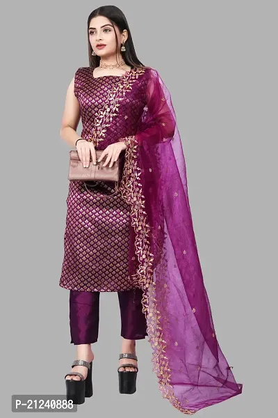 Stylish A-Line Purple Jacquard Jacquard kurta Set