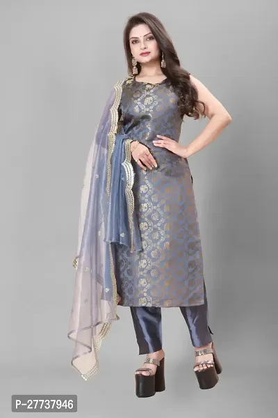 Elegant Banarasi Silk Jacquard Weave Dress Material with Dupatta For Women