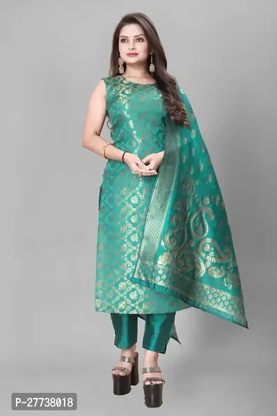 Elegant Banarasi Silk Jacquard Weave Dress Material with Dupatta For Women-thumb0