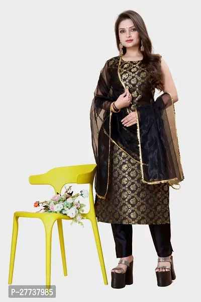 Elegant Banarasi Silk Jacquard Weave Dress Material with Dupatta For Women-thumb0