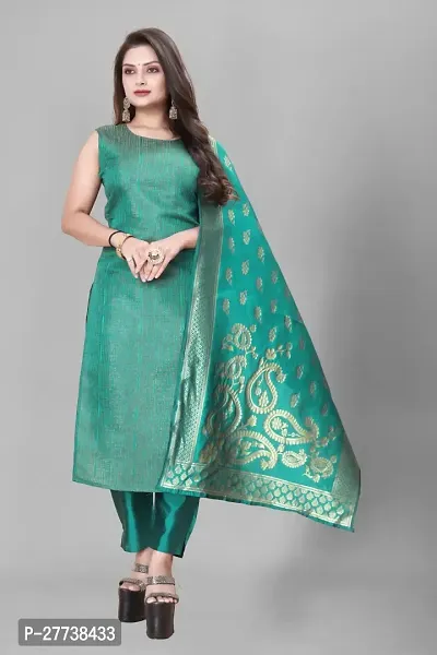 Elegant Banarasi Silk Jacquard Weave Dress Material with Dupatta For Women-thumb0