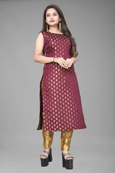 A-Line Woven Design Jacquard kurta Set