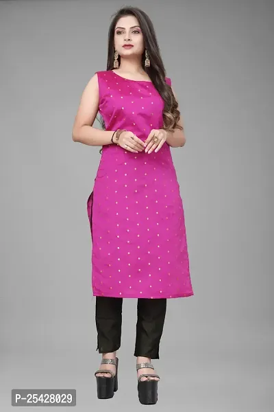 A-Line Pink Woven Design Jacquard Kurti-thumb0