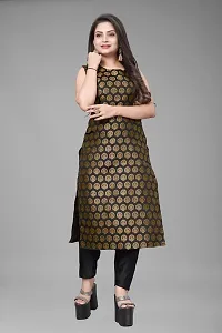 A-Line Black Woven Design Jacquard kurta Set-thumb1