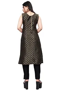 A-Line Black Woven Design Jacquard Kurti-thumb1