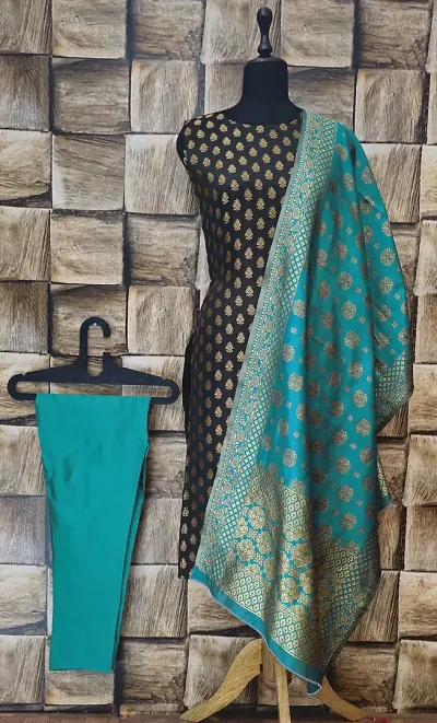 Stylish Jacquard Woven Kurta Bottom Dupatta Set