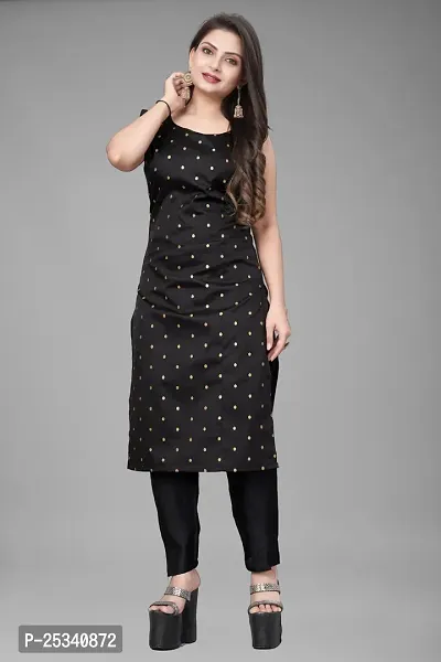 A-Line Black Woven Design Jacquard kurta Set-thumb2