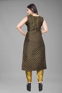 A-Line Black Woven Design Jacquard Kurti-thumb1