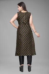 A-Line Black Woven Design Jacquard kurta Set-thumb2