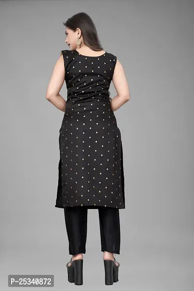 A-Line Black Woven Design Jacquard kurta Set-thumb4