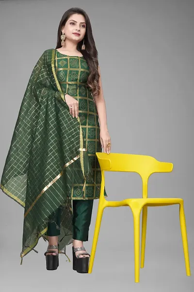 Elegant Jacquard Jacquard Weave Dress Material With Dupatta For Women