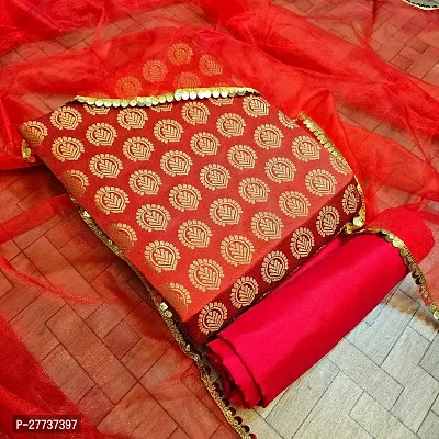 Elegant Banarasi Silk Jacquard Weave Dress Material with Dupatta For Women-thumb0