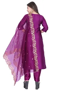 Stylish Purple Silk Kurta, Bottom And Dupatta Set For Women-thumb3