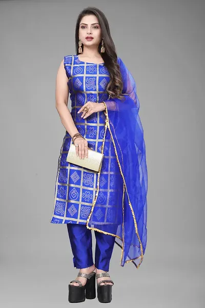 Elegant Jacquard Jacquard Weave Dress Material With Dupatta For Women