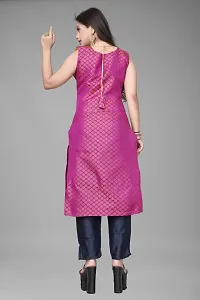 A-Line Black Woven Design Jacquard kurta Set-thumb1