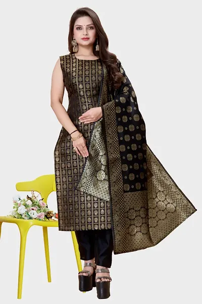 Elegant Banarasi Silk Jacquard Weave Dress Material with Dupatta For Women