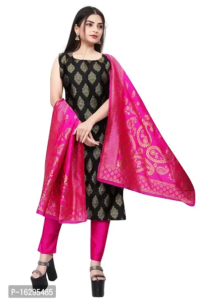 Stylish Fancy Jacquard Unstitched Dress Material Top With Bottom And Dupatta Set For Women