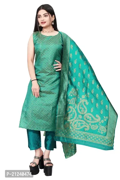 Stylish A-Line Teal Jacquard Jacquard kurta Set-thumb0