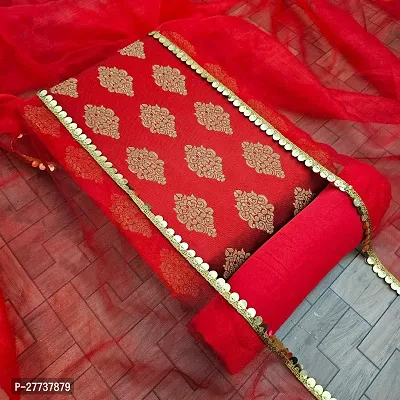 Elegant Banarasi Silk Jacquard Weave Dress Material with Dupatta For Women