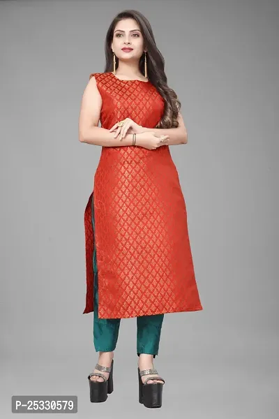 A-Line Black Woven Design Jacquard kurta Set