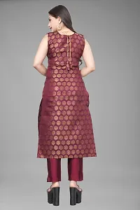 A-Line Maroon Woven Design Jacquard kurta Set-thumb3