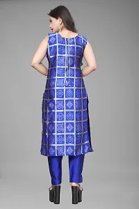 A-Line blue Woven Design Jacquard kurta Set-thumb2