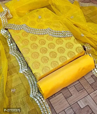 Elegant Banarasi Silk Jacquard Weave Dress Material with Dupatta For Women