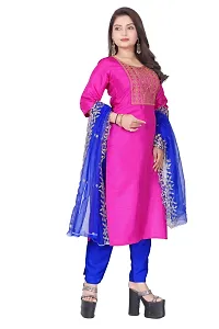 Stylish Pink Silk Kurta, Bottom And Dupatta Set For Women-thumb1